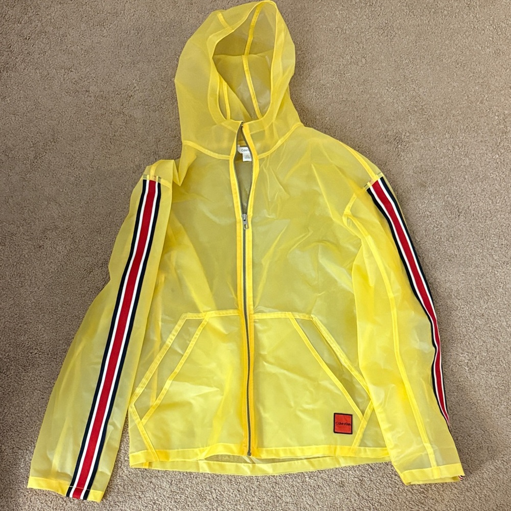 Calvin Klein Yellow Rain Coat with Red Logo